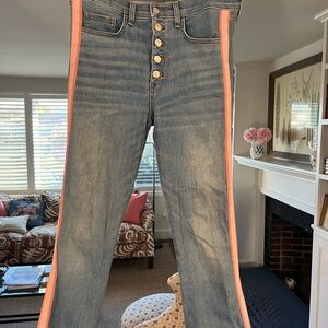 Veronica Beard Blue Carolyn Jeans with Pink Stripe